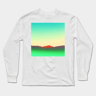 Abstract Neon Green Desert Landscape Sunrise Long Sleeve T-Shirt